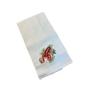C&F Red Lobster Waffle Weave Embroidered Towel